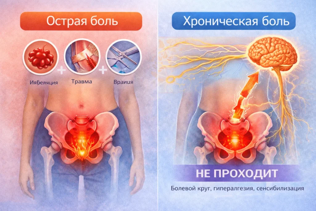 Хроническая тазовая боль и острая боль — основные отличия и механизм формирования болевого синдрома