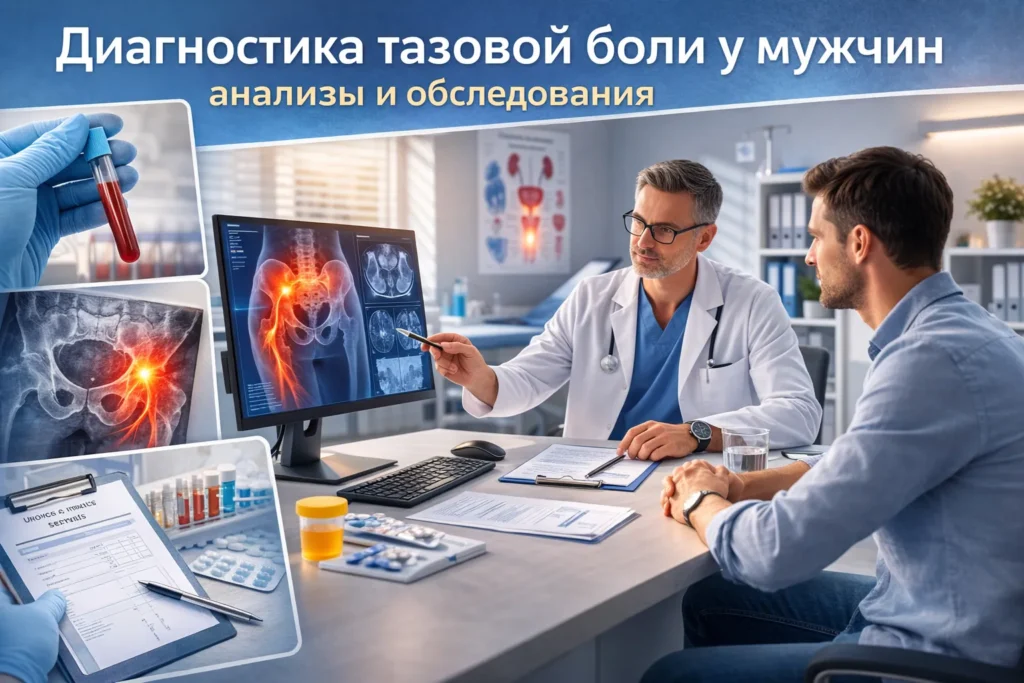 диагностика тазовой боли у мужчин врач уролог анализирует результаты обследования и анализов